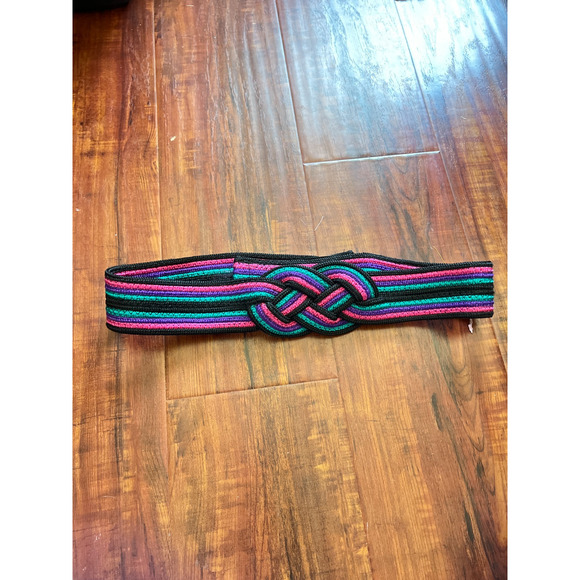 Vintage Womens Colorful Rope Knot Belt Sz 36 inch Hook and Loop 80s 90s Retro - Picture 3 of 5